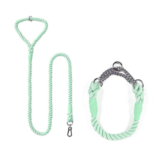 Paw Trails Lime Rope Collar and Lead
